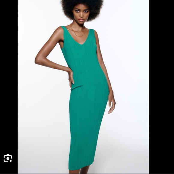 ZARA KNIT MIDI DRESS - Picture 2 of 7